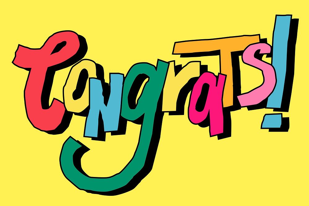 Hand lettering congrats! word calligraphy vector