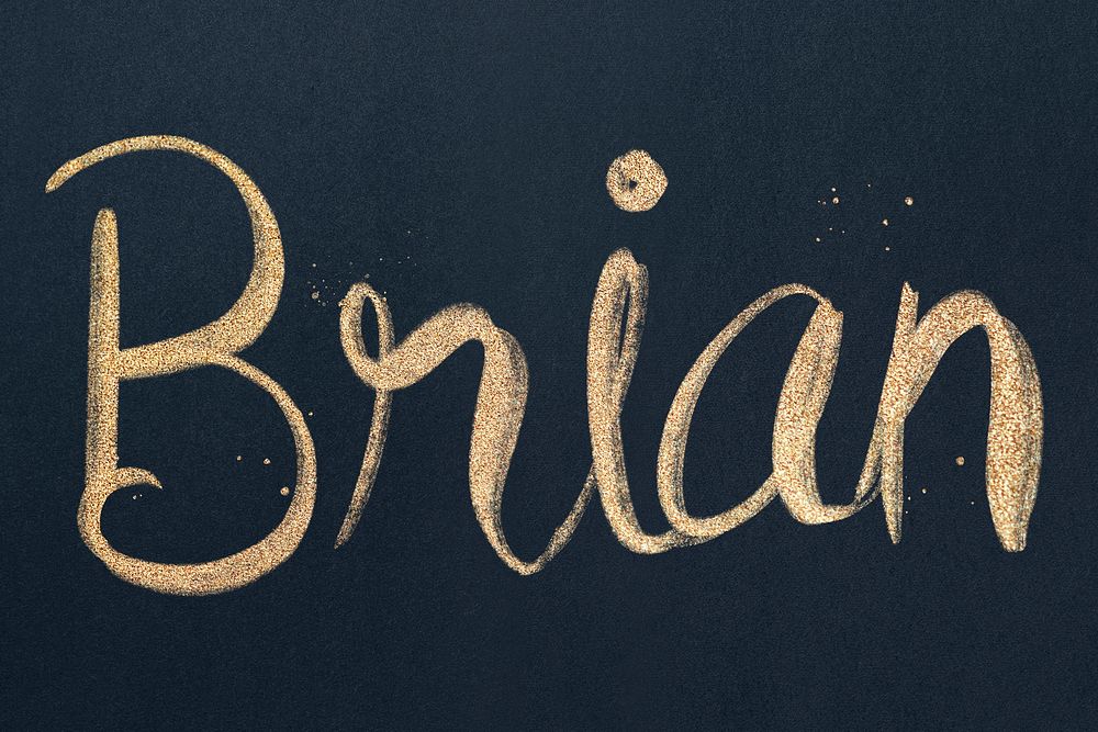 Glitter gold psd Brian name font typography
