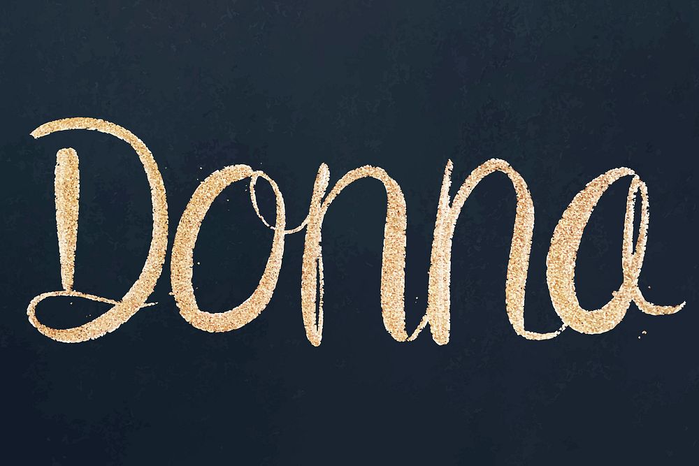 Sparkling gold font Donna vector typography