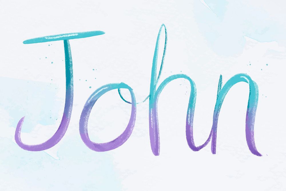 John name pastel word vector typography
