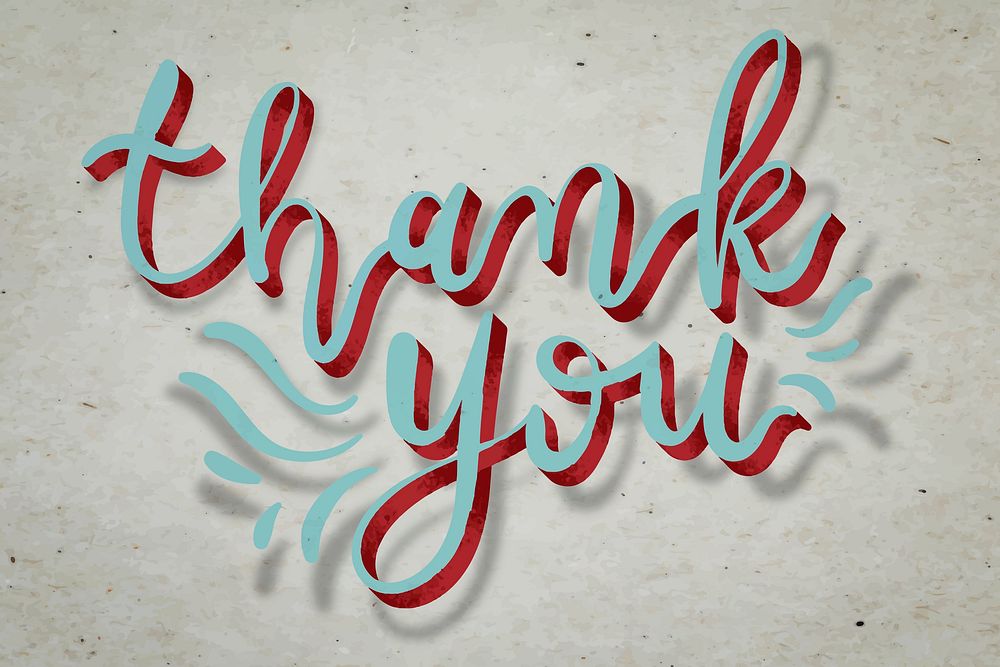 Thank you doodle text font vector typography