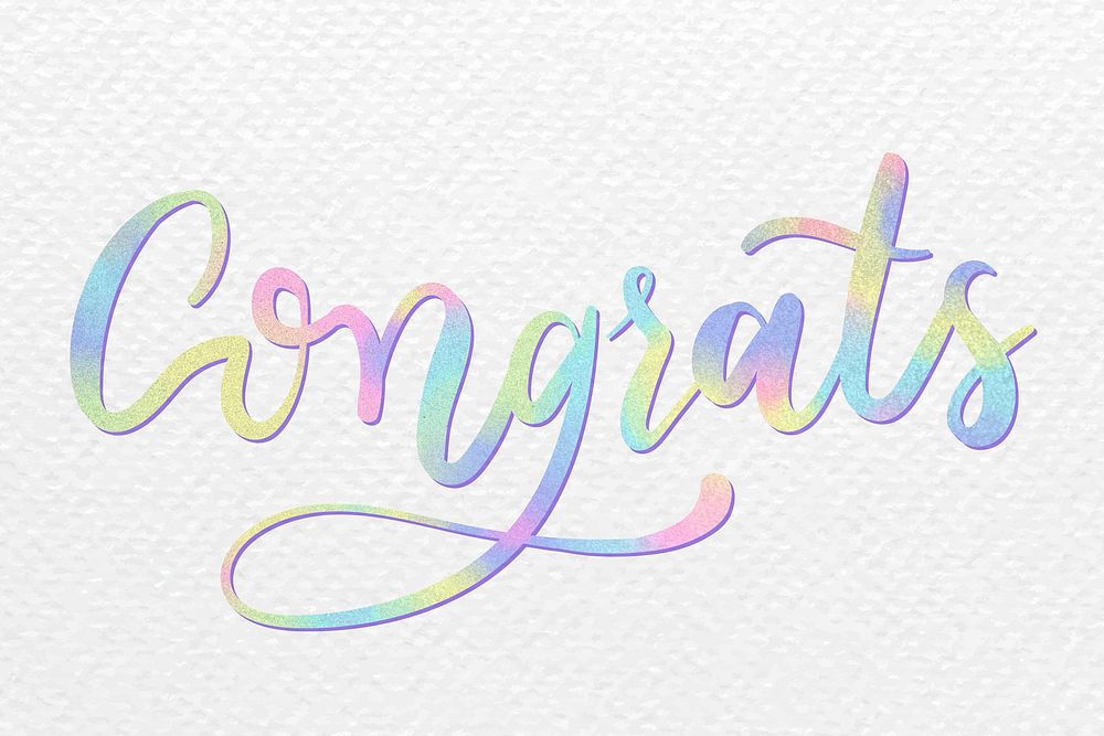 Congrats pastel word calligraphy message typography