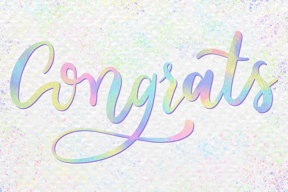 Congrats pastel calligraphy psd text message typography