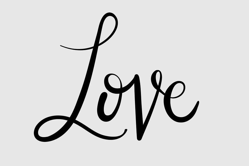 Love psd calligraphy black text typography