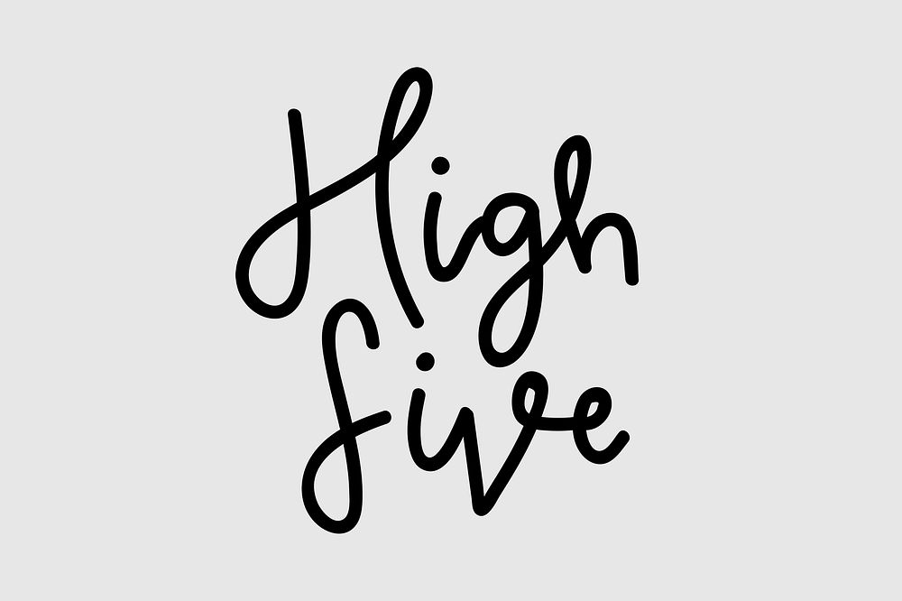 High five typography psd black text