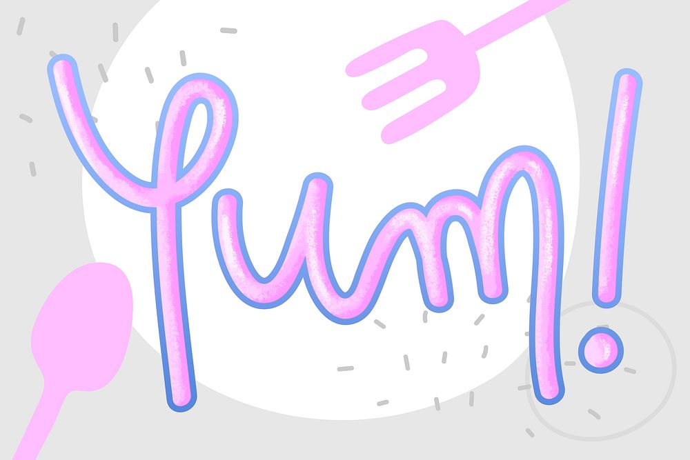 Yum! pink text psd calligraphy typography
