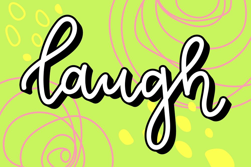 Laugh calligraphy text message psd typography