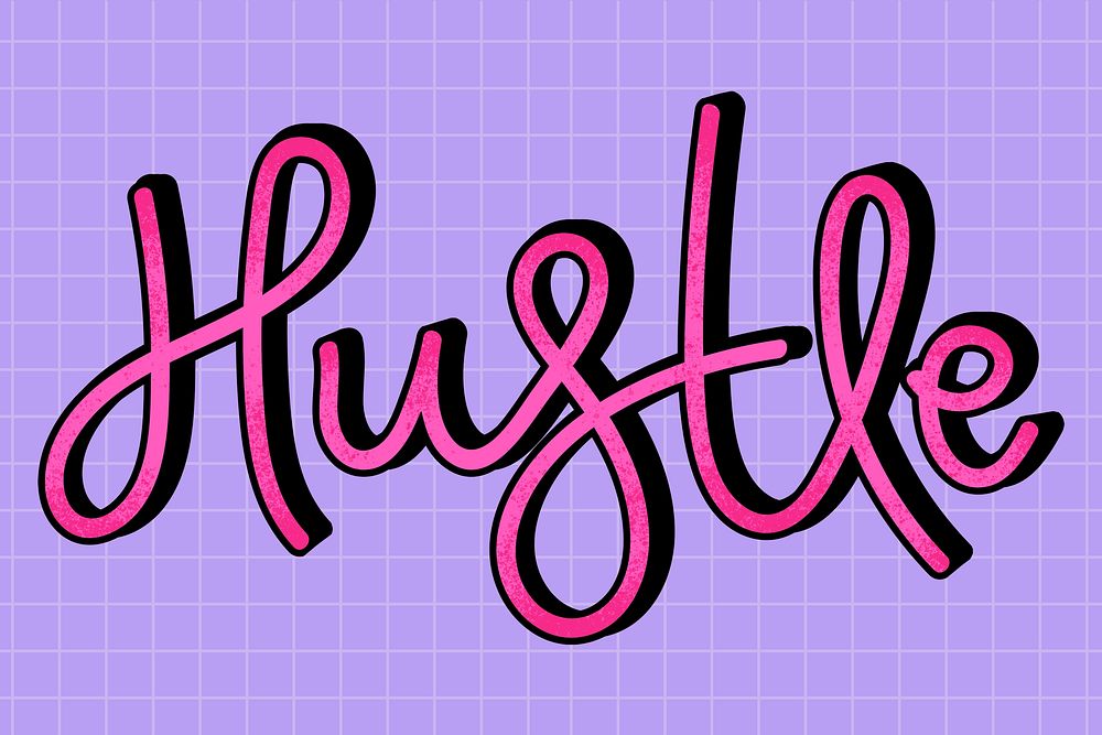 Pink hustle calligraphy psd text typography message