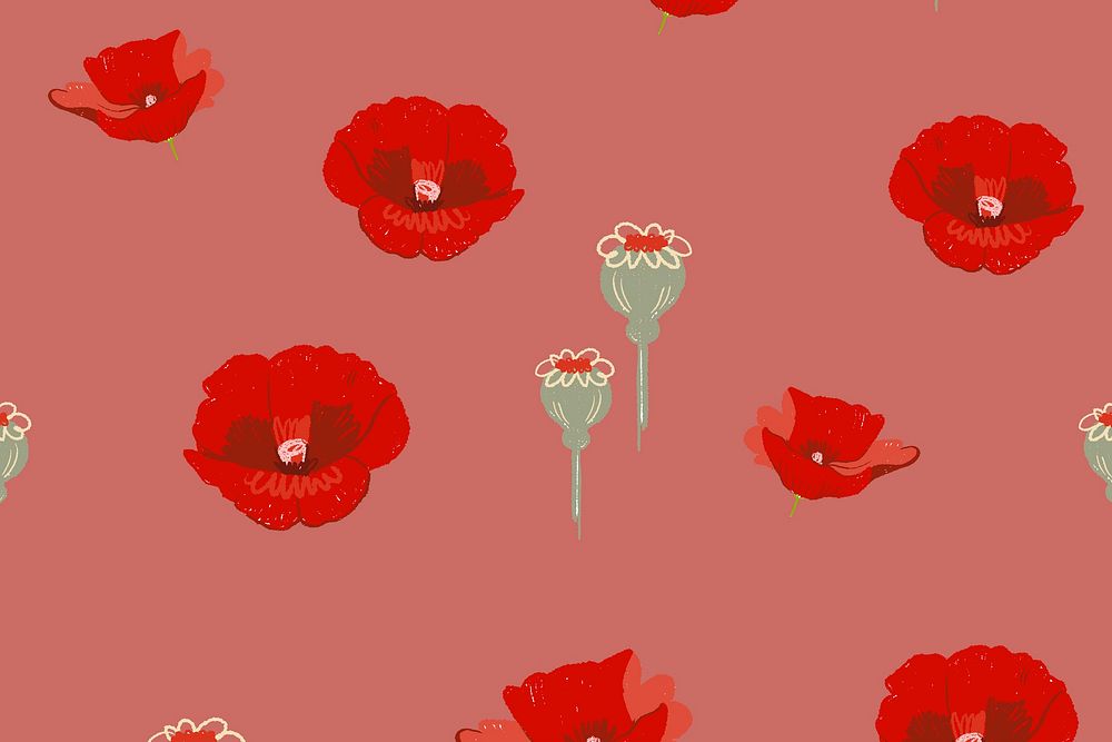Red poppy floral pattern background