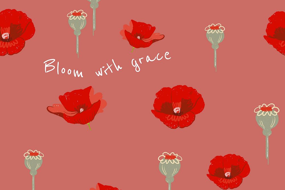 Beautiful floral banner template vector poppy illustration with inspirational quote