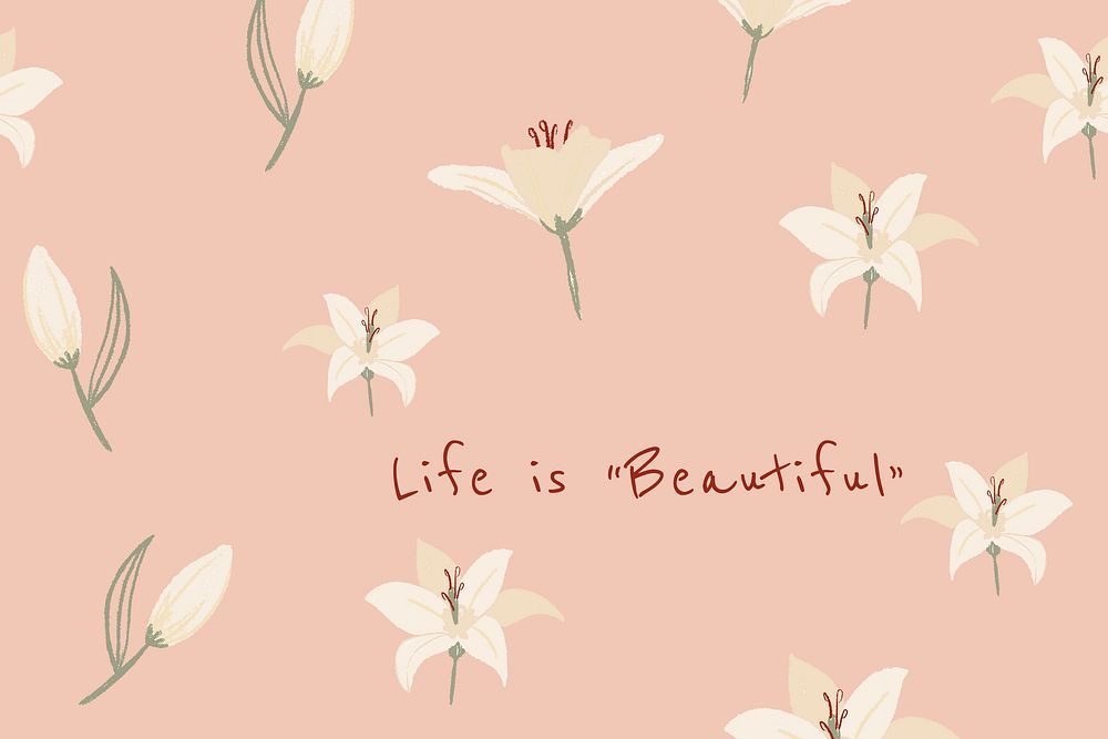 Beautiful floral banner template vector lily illustration with inspirational quote