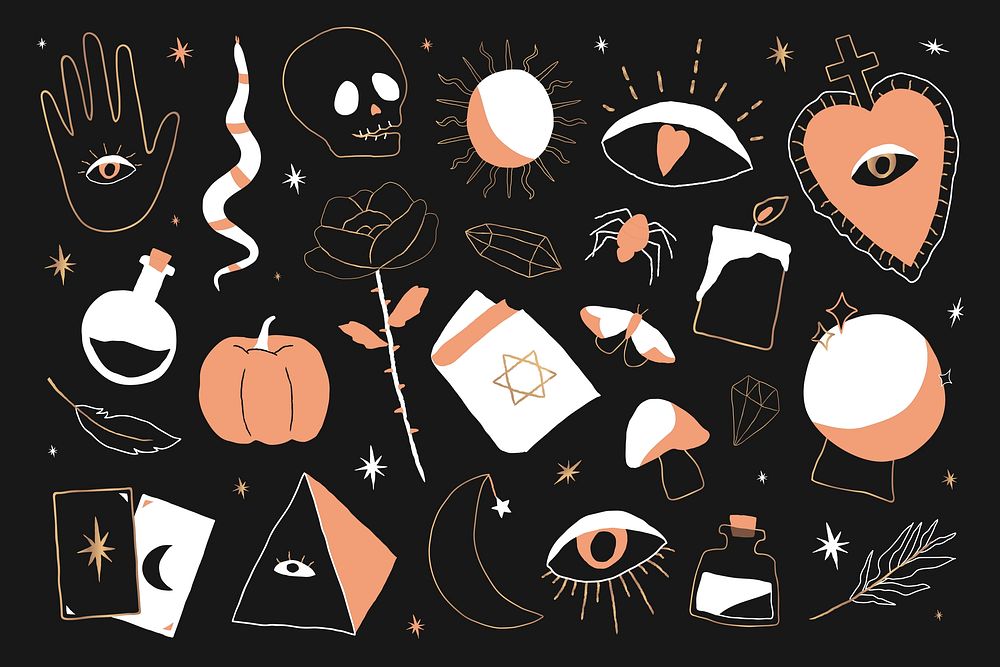 Bohemian Witchcraft doodle Halloween background vector