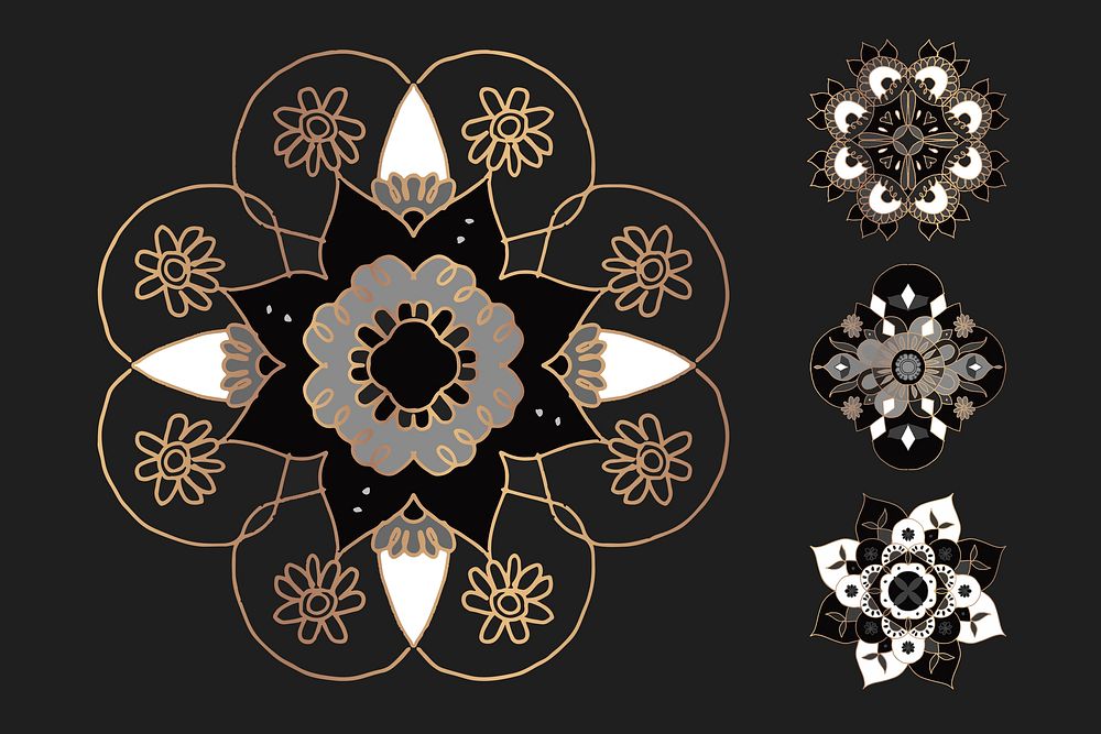 Mandala Indian symbol psd ornamental illustration set