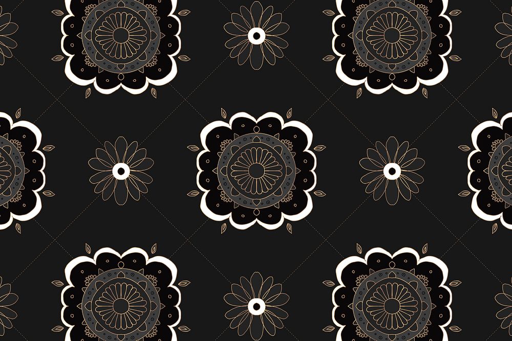 Mandala black Indian pattern psd floral background