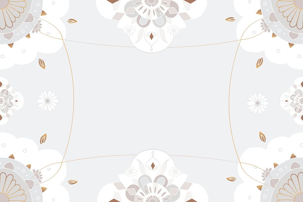 Indian Mandala pattern frame psd gray floral background