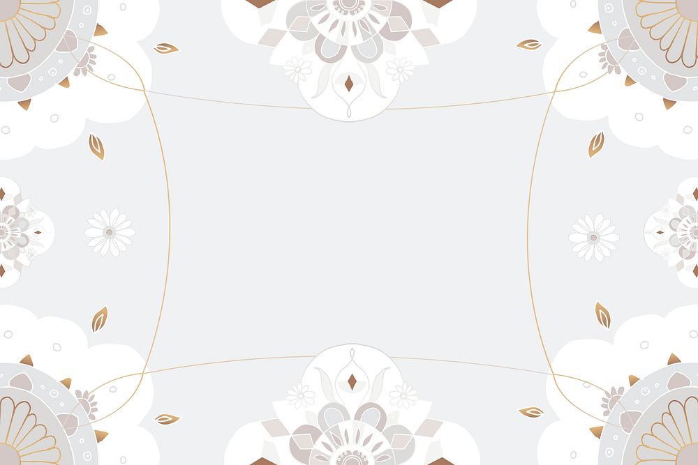 Gold Mandala pattern vector frame gray botanical Indian style