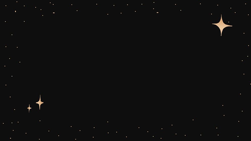 Sparkly stars vector gold border starry sky on black background