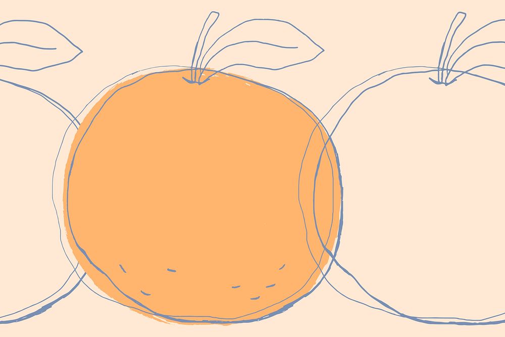 Fruit doodle mango design space on peach background