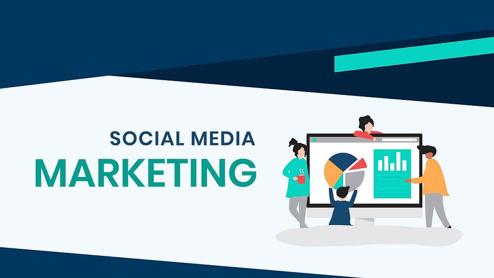 Social media marketing presentation vector slide editable template