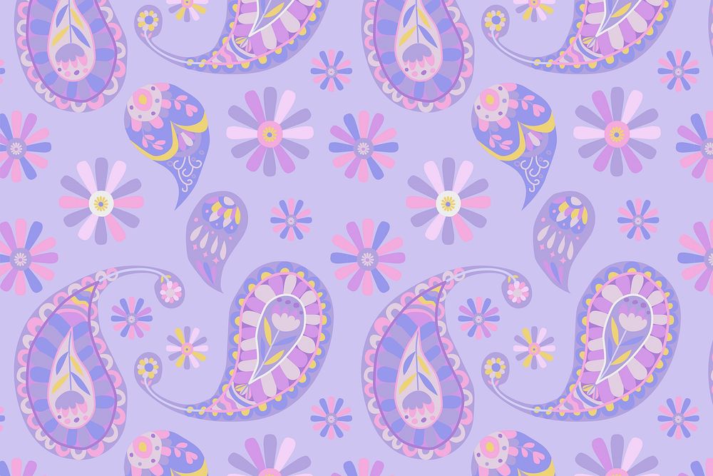 Pastel purple paisley pattern psd background