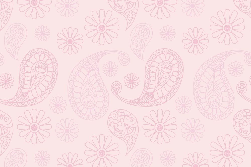 Pastel pink Indian paisley pattern background illustration