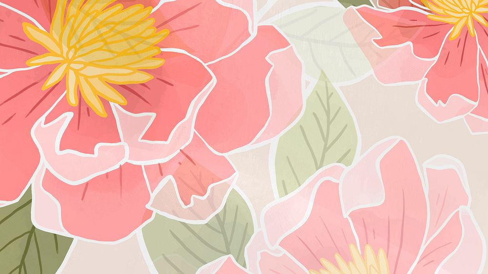 Hand drawn rose floral background