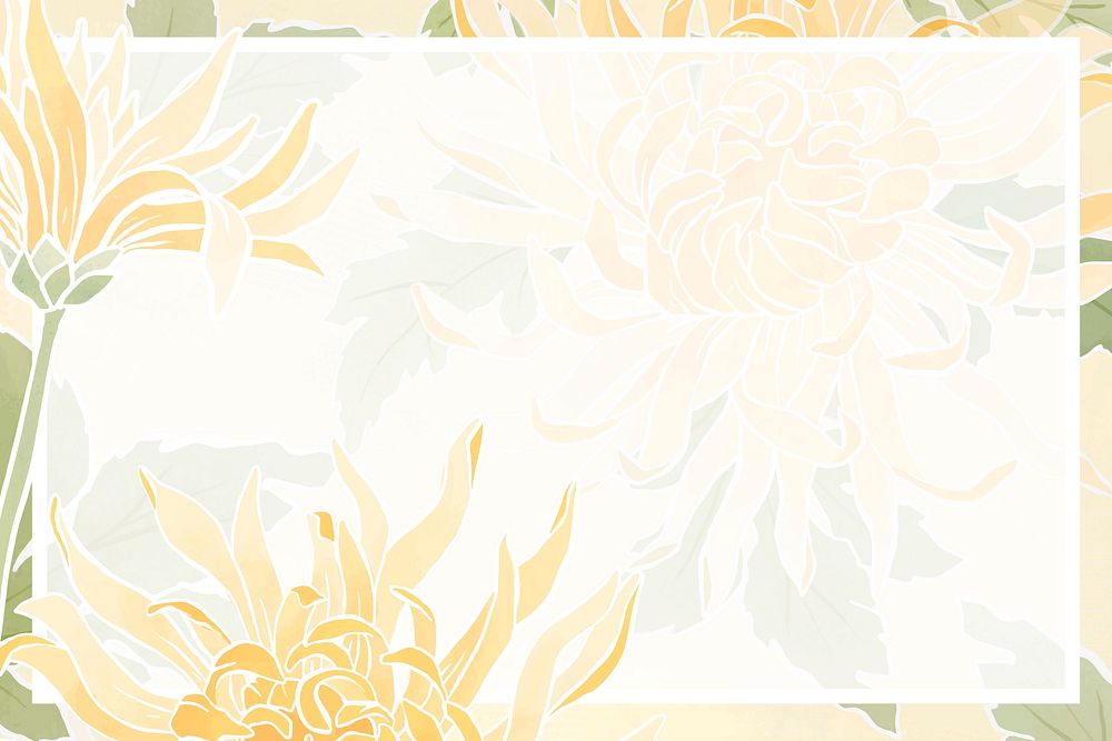 Hand drawn chrysanthemum vector frame flower border