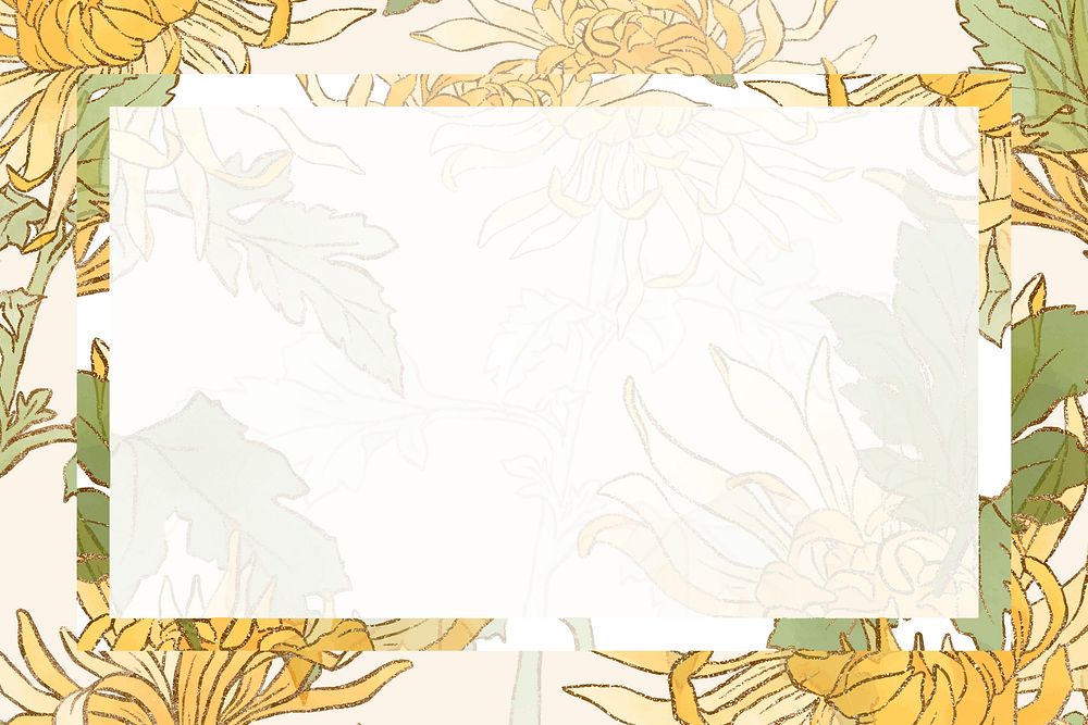 Hand drawn chrysanthemum border frame
