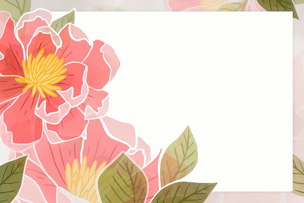 Hand-drawn rose frame psd floral border