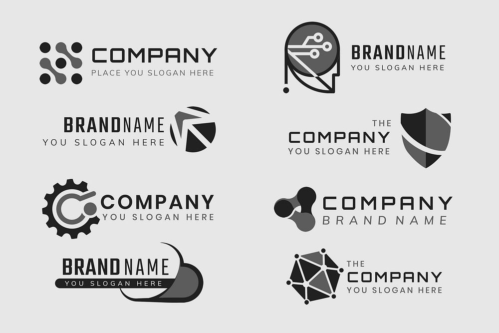 Gray business logo psd minimal icon set