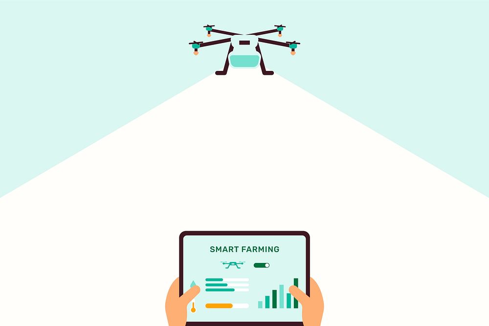 Agricultural drone psd smart farming social media background