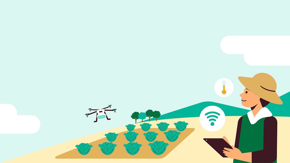Precision agriculture vector social media background