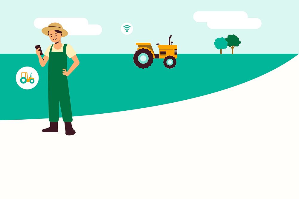 Farmer using smart tractor technology psd