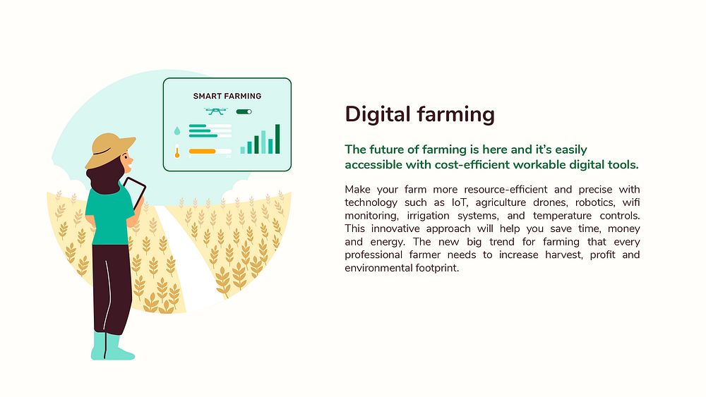 Digital farming psd editable presentation template