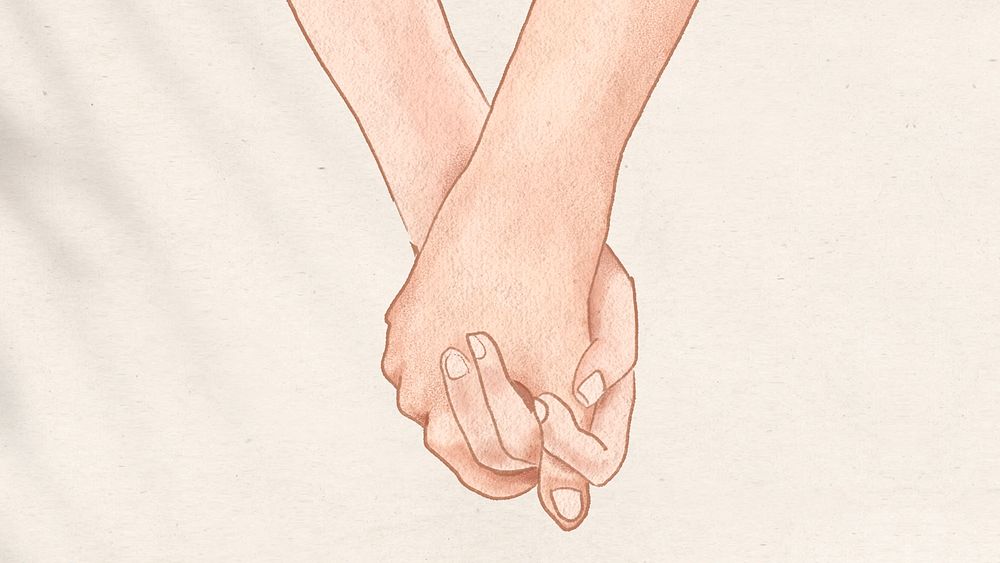 Couple holding hands romantically aesthetic illustration background