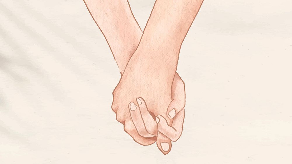 Couple holding hands romantically vector aesthetic illustration background