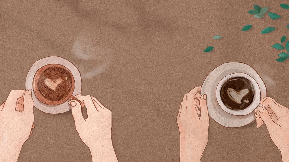 Perfect coffee date Valentine&rsquo;s aesthetic illustration background