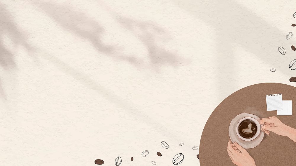 Cute brown border vector with coffee beans shadow background