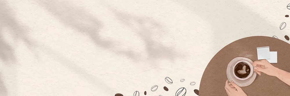Cute brown border vector with coffee beans shadow banner