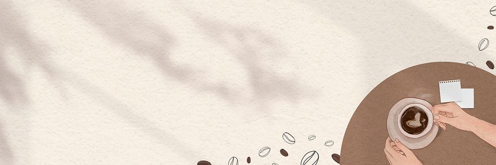 Cute brown border psd with coffee beans shadow banner