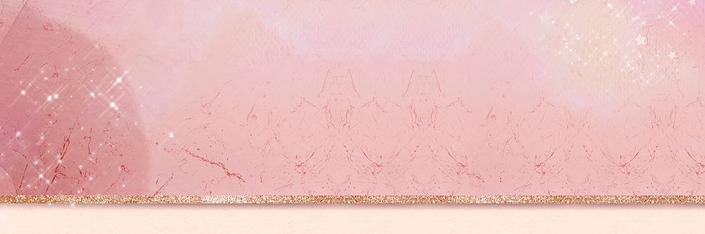 Pink aesthetic marble vector golden sparkly banner