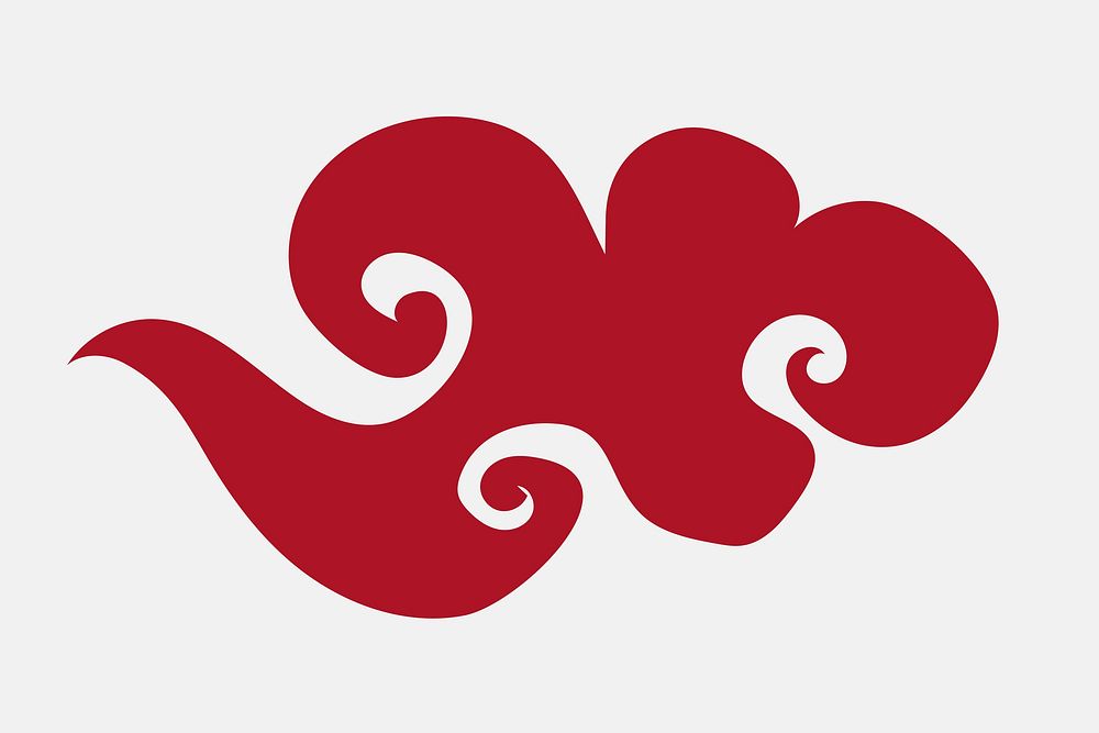 Oriental cloud red vector cute journal sticker
