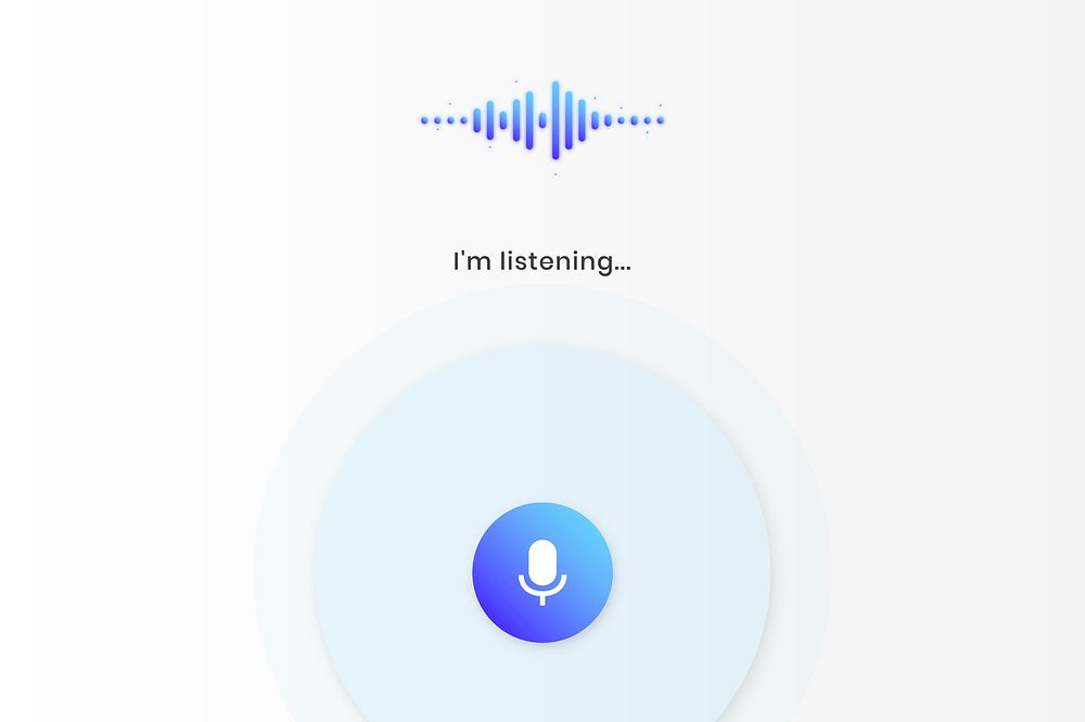 Virtual assistant sound waves  tablet screen template