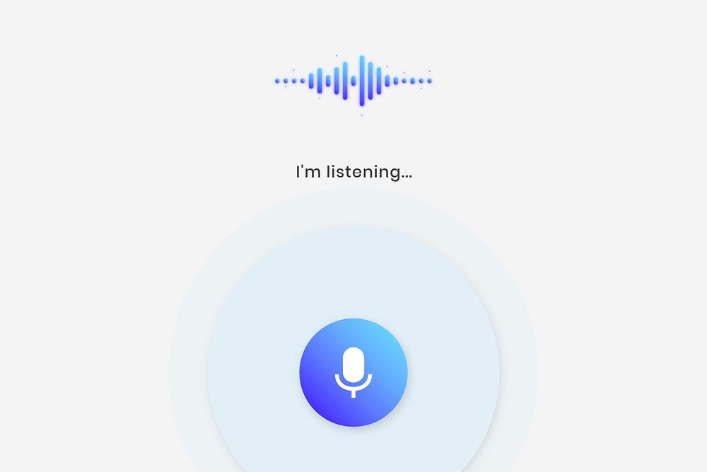 Virtual assistant sound waves psd tablet screen template