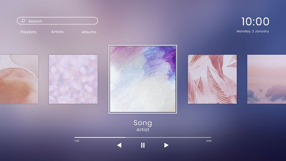 Music streaming desktop psd editable user interface graphic