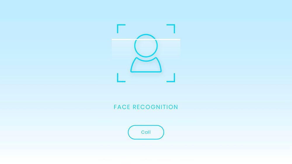 Blue face ID recognition desktop screen simple design