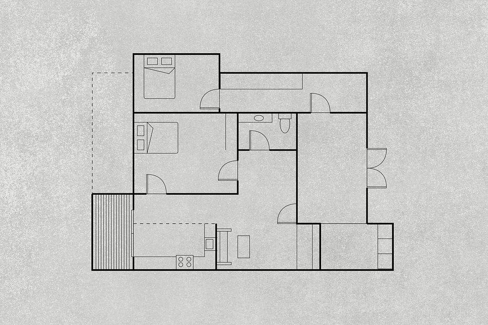 Floor plan with furniture psd blueprint