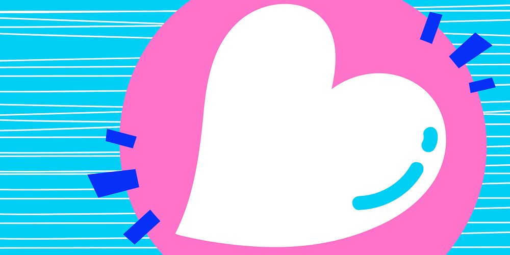 Funky white heart vector on light blue background