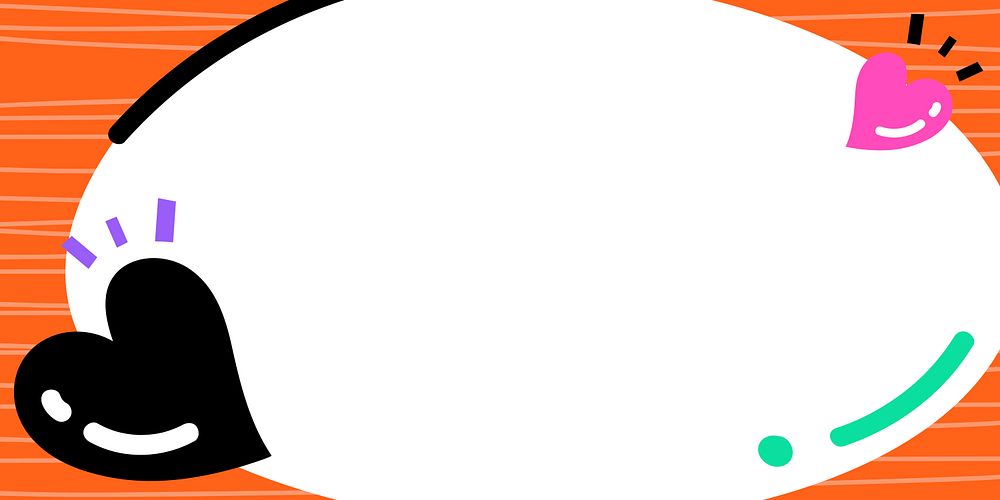 Orange frame vector with hearts on white background