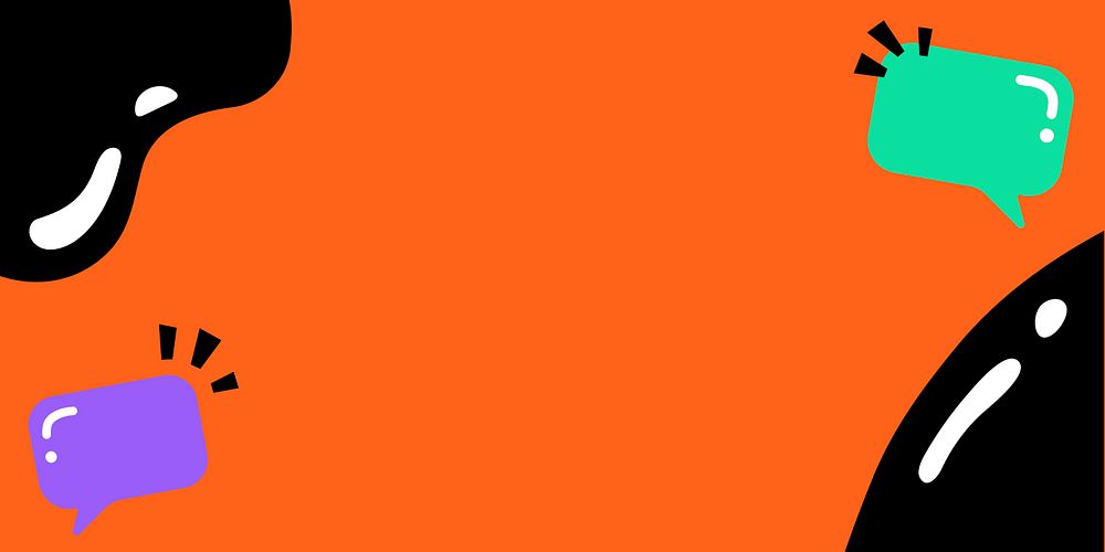Black border vector with speech bubbles on orange background